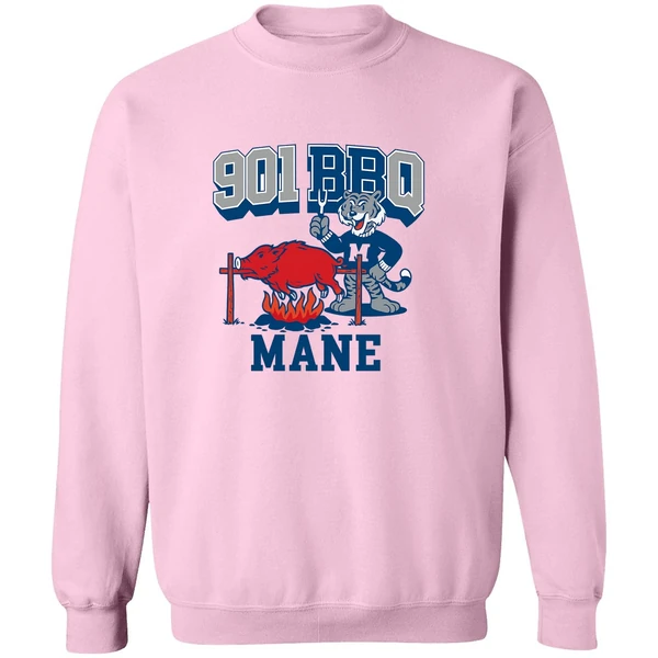 Memphis Tigers Beat Arkansas Razorbacks 901 Bbq Mane Mascot Sweatshirt - Image 4