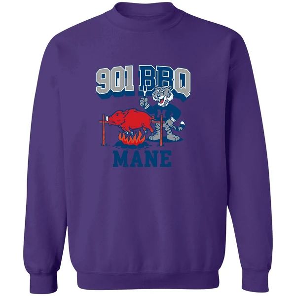 Memphis Tigers Beat Arkansas Razorbacks 901 Bbq Mane Mascot Sweatshirt - Image 6