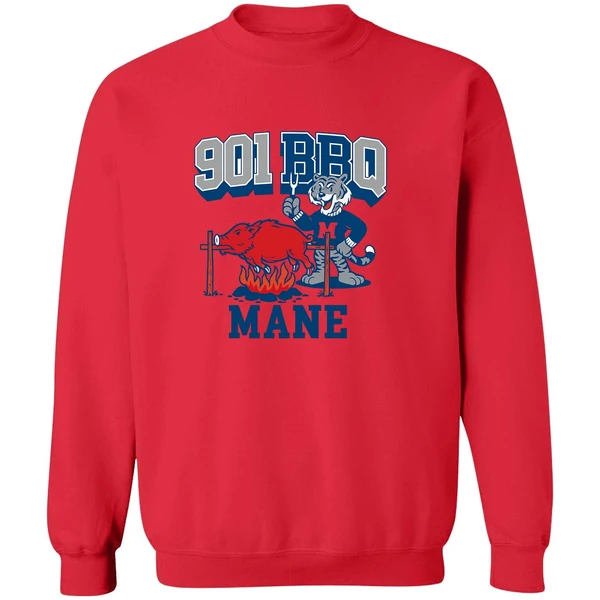Memphis Tigers Beat Arkansas Razorbacks 901 Bbq Mane Mascot Sweatshirt - Image 7