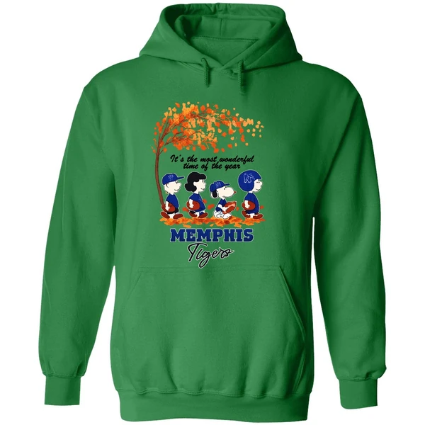 Memphis Tigers Snoopy And Friend Its The Most Wonderful Time Of The Years Hoodie - Image 2