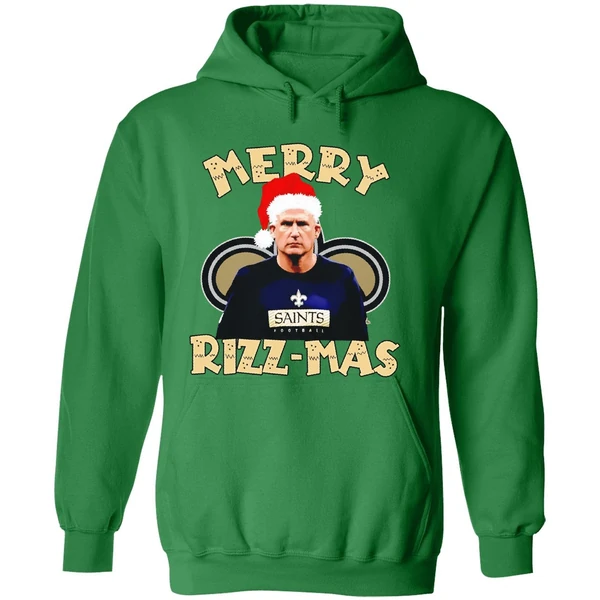 Merry Rizzmas Darren Rizzi New Orleans Saints Christmas Hoodie - Image 2