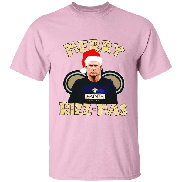 merry rizzmas darren rizzi new orleans saints christmas shirt lightpink