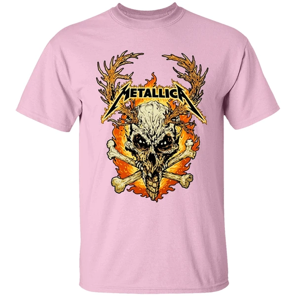metallica m72 world tour 2025 2026 flame skull shirt lightpink