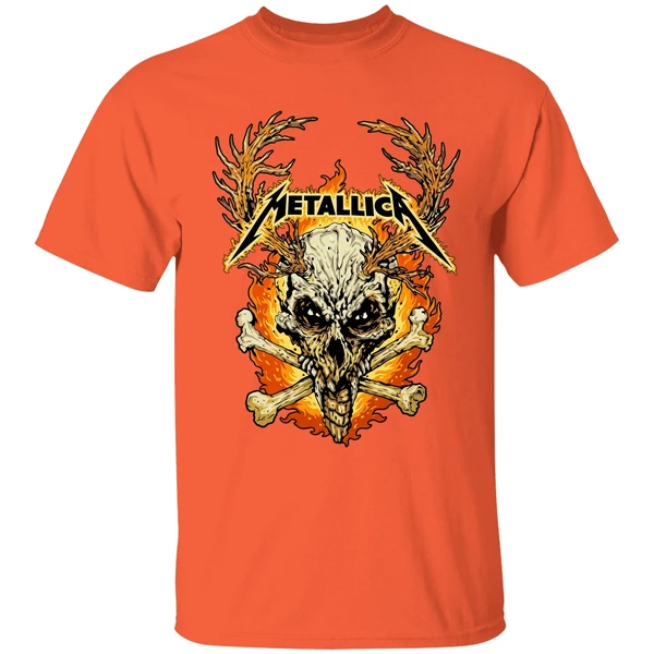 metallica m72 world tour 2025 2026 flame skull shirt orange