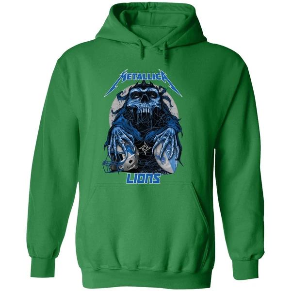Metallica Skull Detroit Lions Football Hoodie - Image 2