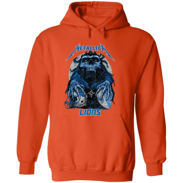 Metallica Skull Detroit Lions Football Hoodie - Image 6