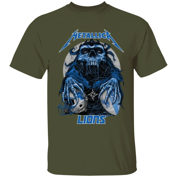 Metallica Skull Detroit Lions Football Shirt - Image 4