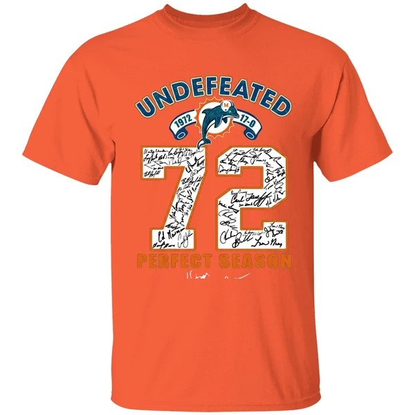 miami dolphins undefeated 1972 72 perfect season signatures shirt orange