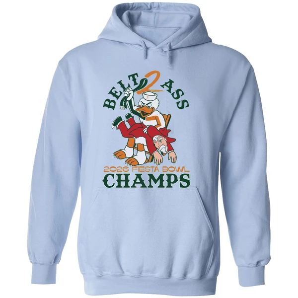 Miami Hurricanes Belt To Ass Ole Miss 2026 Fiesta Bowl Champs Mascot Hoodie - Image 4