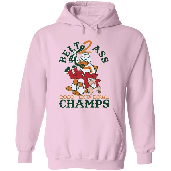 Miami Hurricanes Belt To Ass Ole Miss 2026 Fiesta Bowl Champs Mascot Hoodie - Image 5