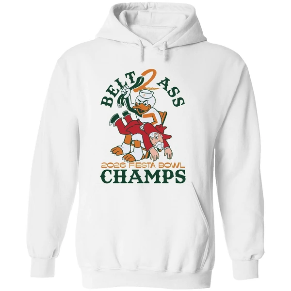 Miami Hurricanes Belt To Ass Ole Miss 2026 Fiesta Bowl Champs Mascot Hoodie - Image 8