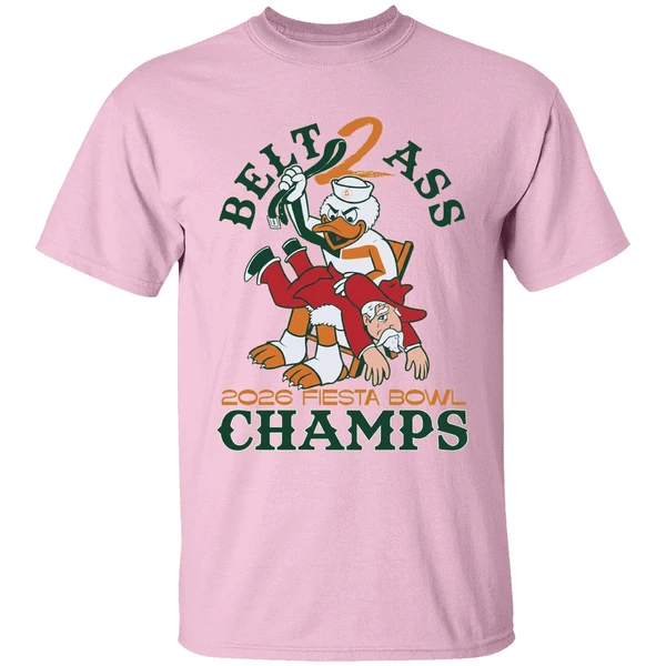 Miami Hurricanes Belt To Ass Ole Miss 2026 Fiesta Bowl Champs Mascot Shirt - Image 2