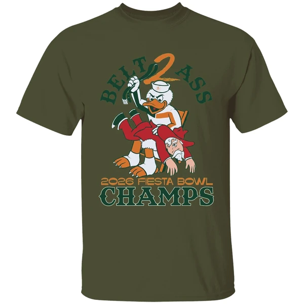 Miami Hurricanes Belt To Ass Ole Miss 2026 Fiesta Bowl Champs Mascot Shirt - Image 9