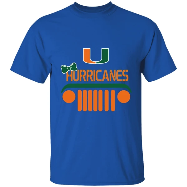 miami hurricanes football team heart jeep girl shirt royalblue