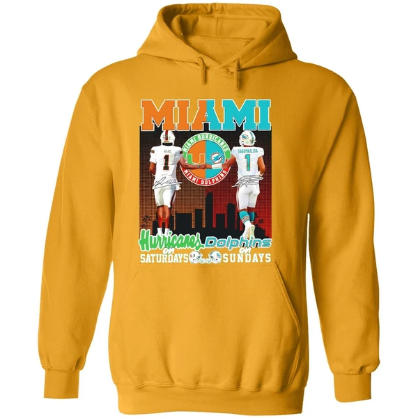 Miami Hurricanes On Saturdays And Miami Dolphins On Sunday Hoodie