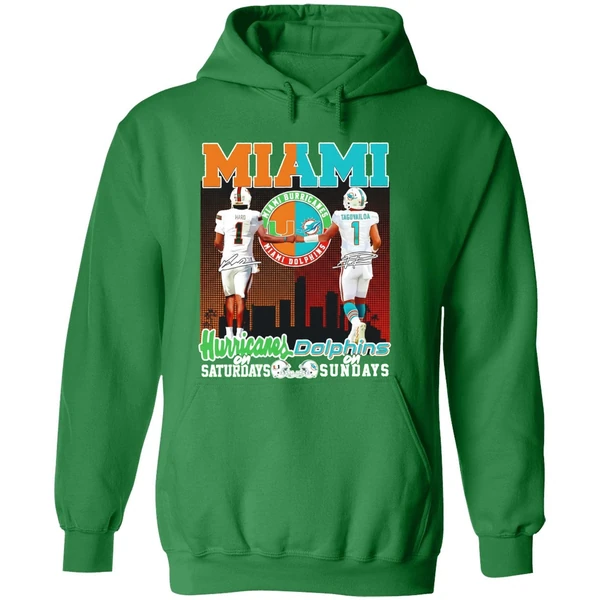 Miami Hurricanes On Saturdays And Miami Dolphins On Sunday Hoodie - Image 2