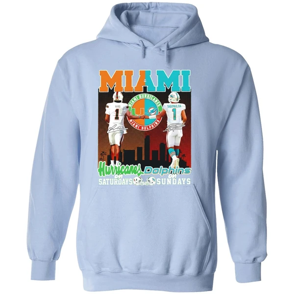 Miami Hurricanes On Saturdays And Miami Dolphins On Sunday Hoodie - Image 4
