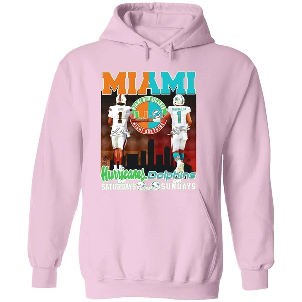 Miami Hurricanes On Saturdays And Miami Dolphins On Sunday Hoodie - Image 5