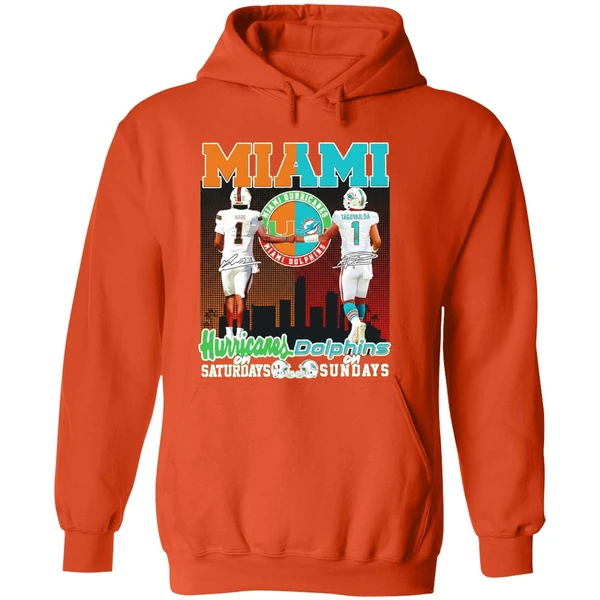 Miami Hurricanes On Saturdays And Miami Dolphins On Sunday Hoodie - Image 6