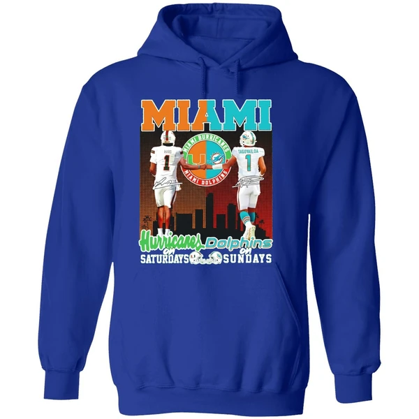 Miami Hurricanes On Saturdays And Miami Dolphins On Sunday Hoodie - Image 7