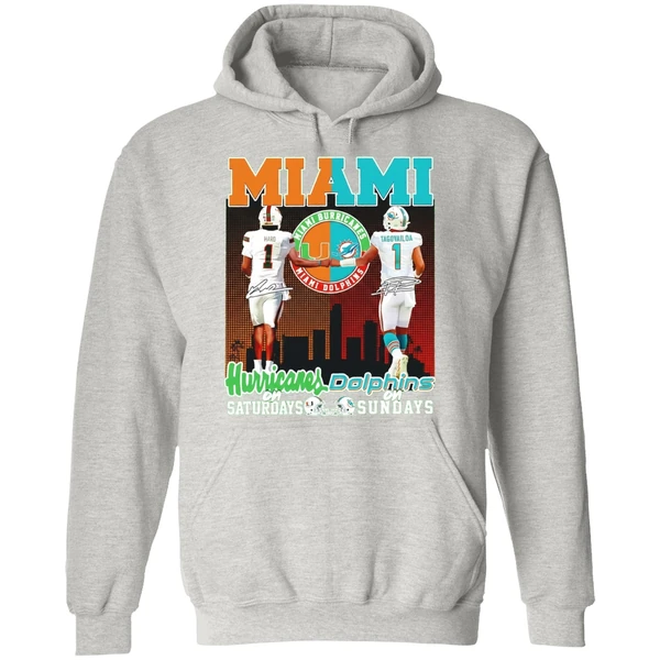 Miami Hurricanes On Saturdays And Miami Dolphins On Sunday Hoodie - Image 9