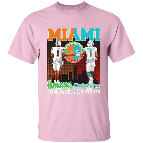 Miami Hurricanes On Saturdays And Miami Dolphins On Sunday Shirt - Image 3