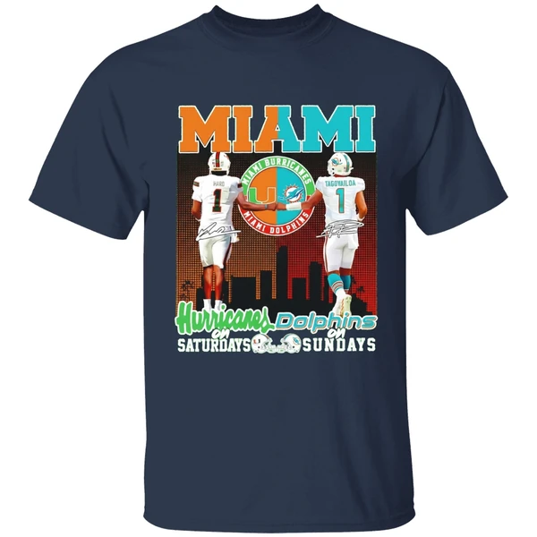 Miami Hurricanes On Saturdays And Miami Dolphins On Sunday Shirt - Image 5