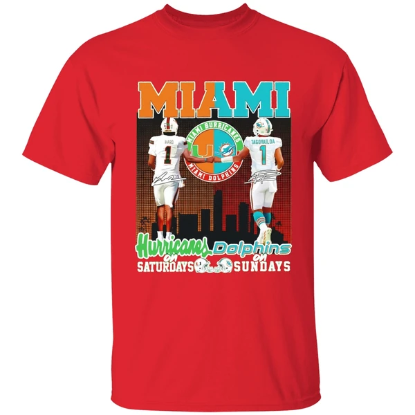 Miami Hurricanes On Saturdays And Miami Dolphins On Sunday Shirt - Image 7