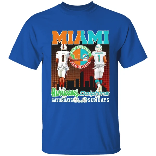 Miami Hurricanes On Saturdays And Miami Dolphins On Sunday Shirt - Image 8
