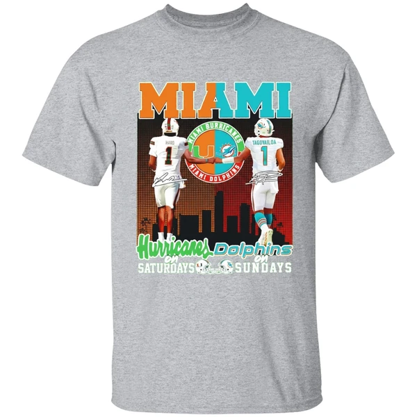 Miami Hurricanes On Saturdays And Miami Dolphins On Sunday Shirt - Image 9