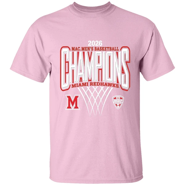 miami redhawks 2026 mac mens basketball champions shirt lightpink