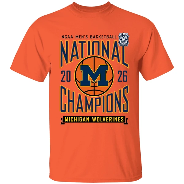 michigan wolverines 2026 ncaa d1 mens basketball national champions shirt orange