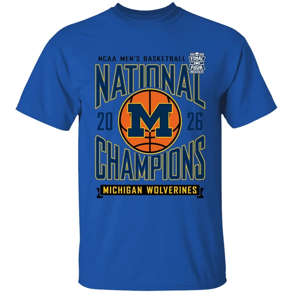 michigan wolverines 2026 ncaa d1 mens basketball national champions shirt royalblue