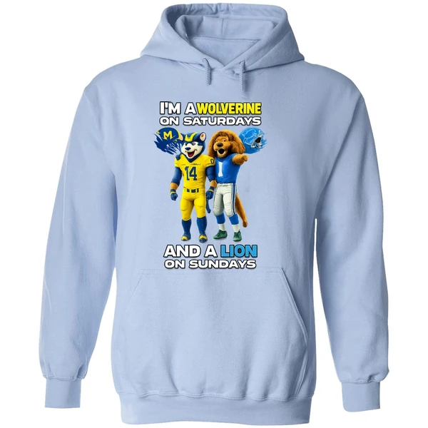 Michigan Wolverines And Detroit Lions Im A Wolverine On Saturdays And A Lion On Sundays Hoodie - Image 4