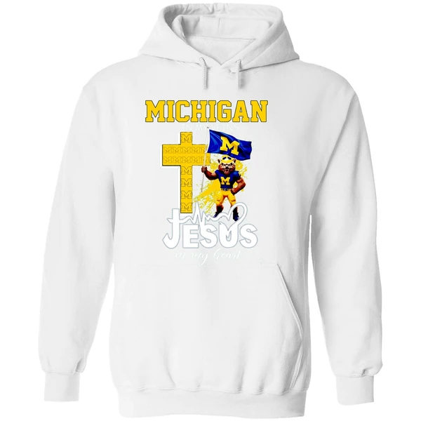 Michigan Wolverines Football In My Veins Jesus In My Heart Hoodie - Image 8