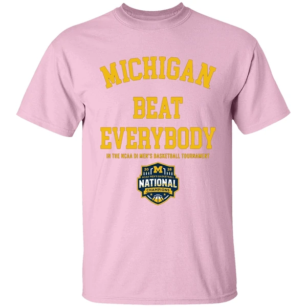 michigan wolverines mbb 2026 national champions beat everybody in the ncaa shirt lightpink