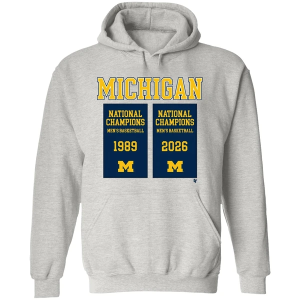 Michigan Wolverines Mbb 2026 National Champions Mens Basketball 1989 2026 Hoodie - Image 9