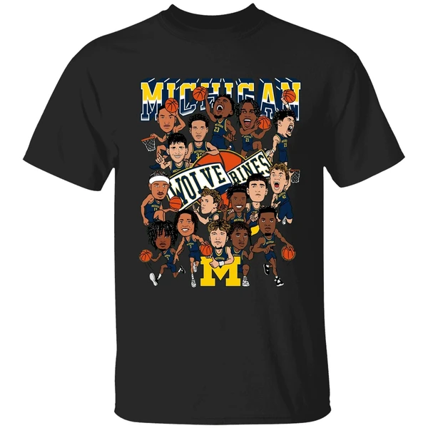 Michigan Wolverines Mens Basketball 2026 Caricature Shirt