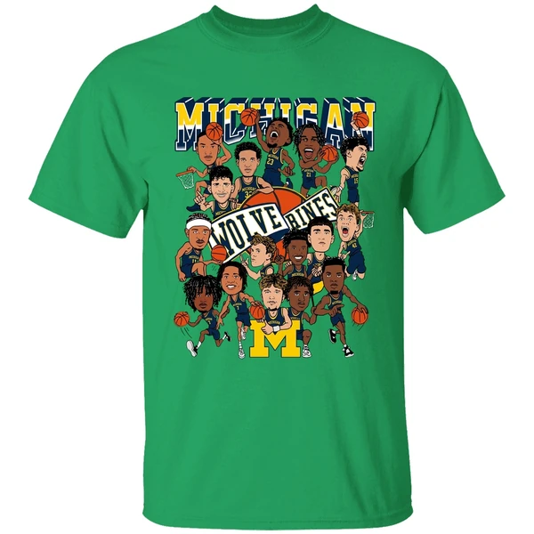 Michigan Wolverines Mens Basketball 2026 Caricature Shirt - Image 2