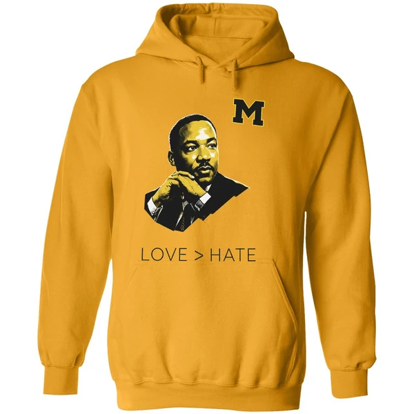 Michigan Wolverines Mlk Love Greater Than Hate Hoodie