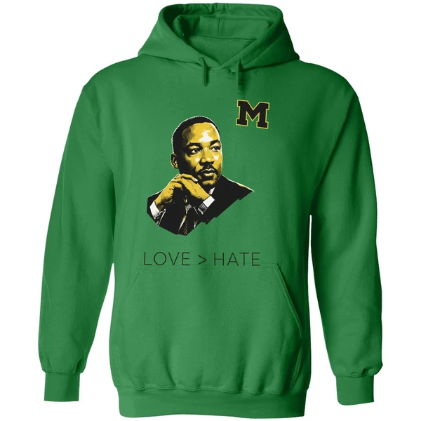 Michigan Wolverines Mlk Love Greater Than Hate Hoodie - Image 2