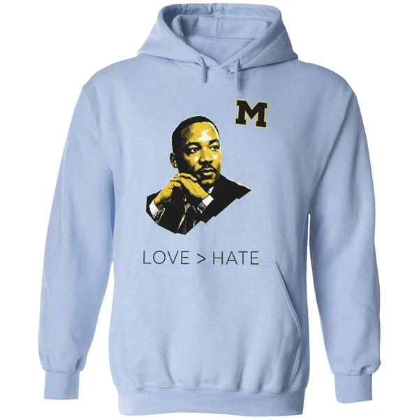 Michigan Wolverines Mlk Love Greater Than Hate Hoodie - Image 4