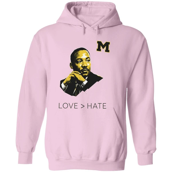 Michigan Wolverines Mlk Love Greater Than Hate Hoodie - Image 5