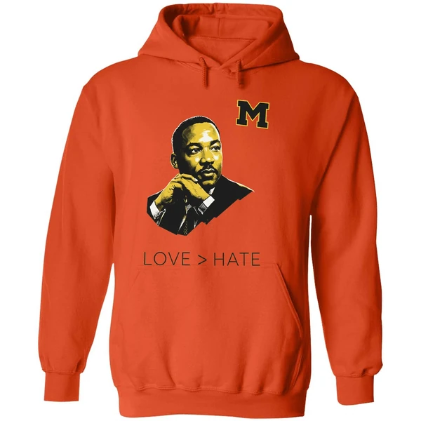 Michigan Wolverines Mlk Love Greater Than Hate Hoodie - Image 6