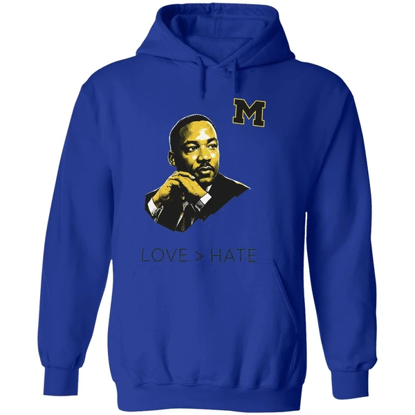 Michigan Wolverines Mlk Love Greater Than Hate Hoodie - Image 7