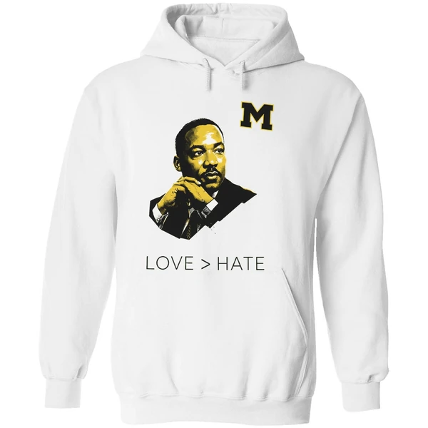 Michigan Wolverines Mlk Love Greater Than Hate Hoodie - Image 8