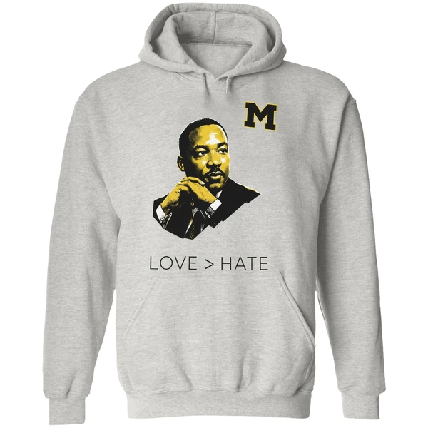 Michigan Wolverines Mlk Love Greater Than Hate Hoodie - Image 9