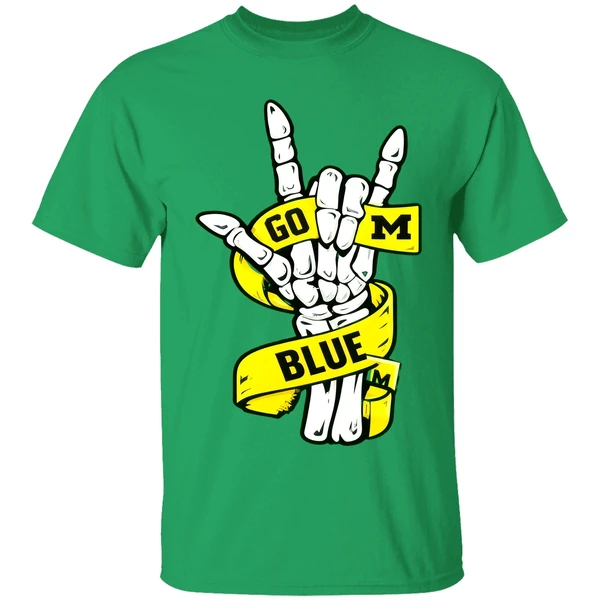 Michigan Wolverines Ncaa Go Blue Skelton Hand Shirt - Image 8