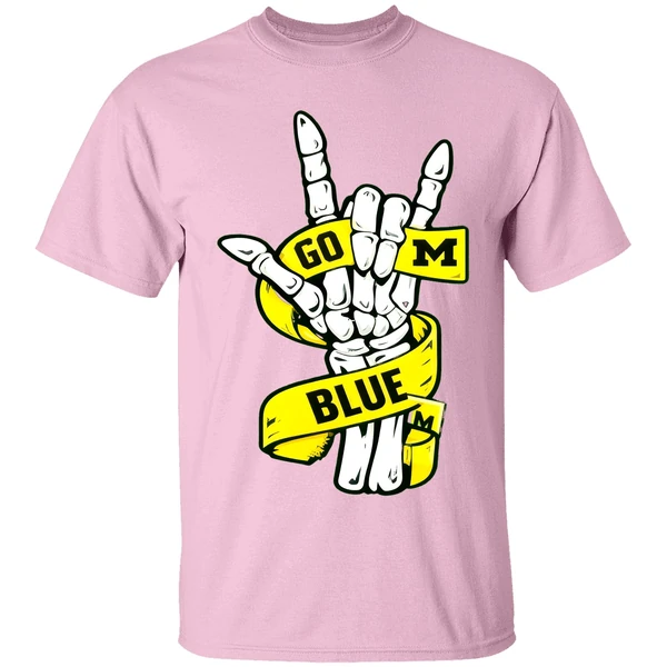 Michigan Wolverines Ncaa Go Blue Skelton Hand Shirt - Image 2
