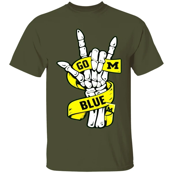 Michigan Wolverines Ncaa Go Blue Skelton Hand Shirt - Image 3